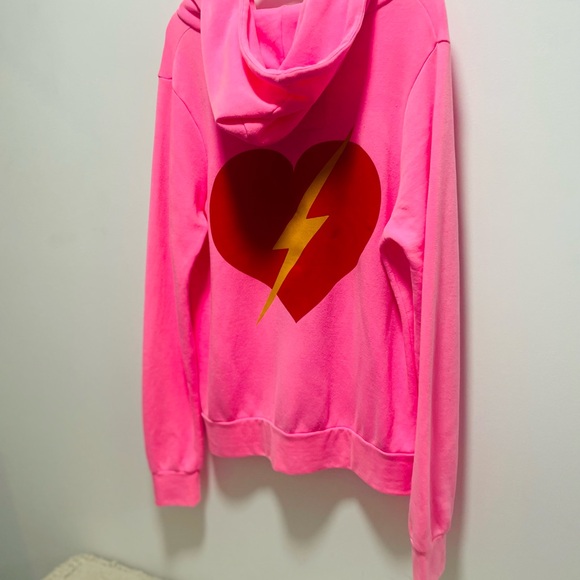 Aviator Nation NWT women’s hot pink Bolt & Heart zip hoodie in Large - Picture 5 of 13